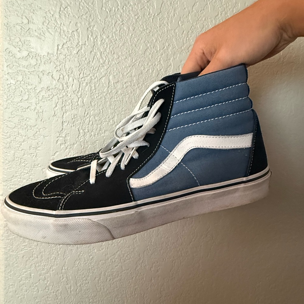Vans Blue and Black High-Top Sneakers